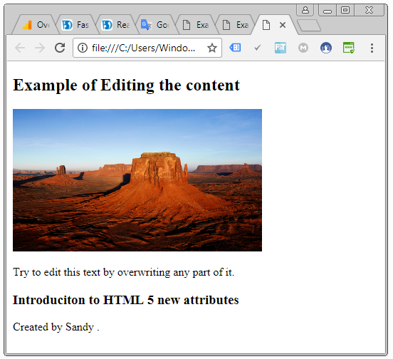 Editing Content in html 5