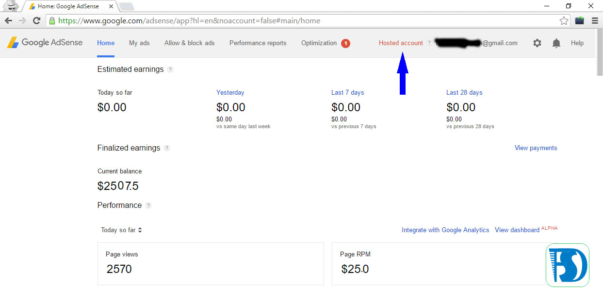 Adsense hosted account